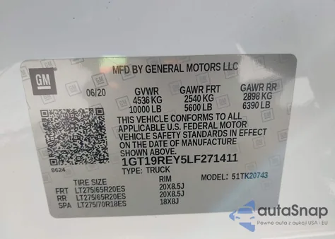 2020 GMC Sierra 2500Hd 4Wd Standard Bed Denali from USA, damaged, VIN 1GT19REY5LF271411